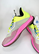 43 - Under Armour Curry HOVR Splash Halo Grey Lime Pink